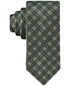 Calvin Klein Double-Rail Designer Necktie Mens One Size Green Grid Silk