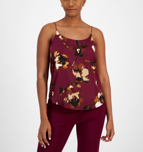 Bar Iii Women's Printed Camisole Pinot Noir Size L