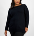 Jm Collection Plus Size Lace-Applique Sweater Deep Black 4X