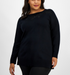 Jm Collection Plus Size Lace-Applique Sweater Deep Black 4X