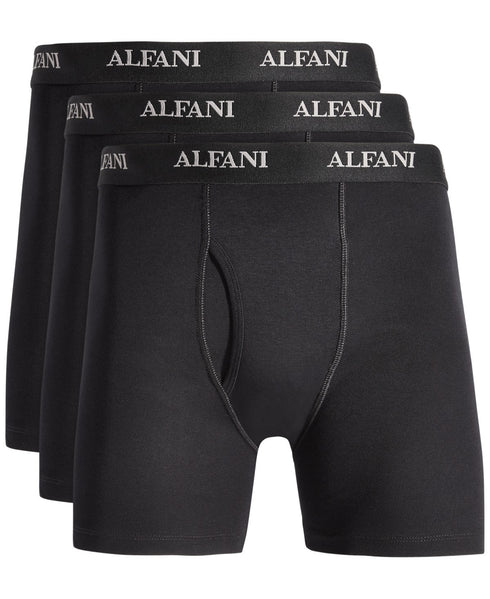 Alfani Men’s 4-Pack Boxer Briefs 100% Cotton Black Small