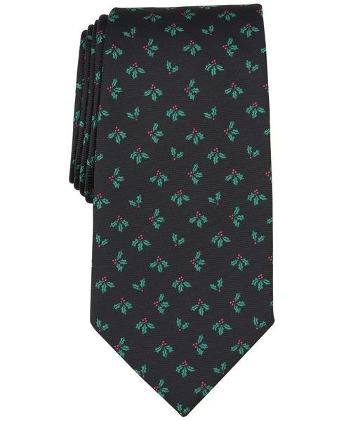 Club Room Men's Wreath Graphic Tie Black