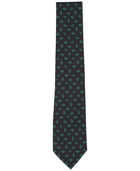 Club Room Men's Wreath Graphic Tie Black