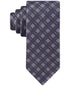 Calvin Klein Men Regular Fit Tie Necktie One Size Purple Plaid Double Rail Grid