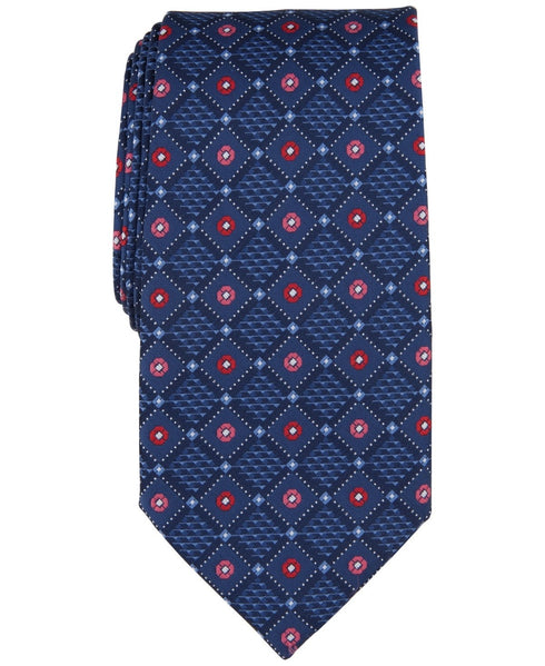 Perry Ellis Men's Laytone Diamond Medallion Tie Navy