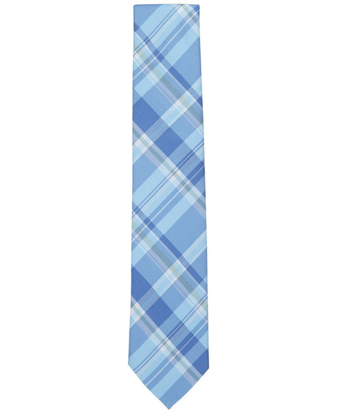 Club Room Mens Tie Necktie One Size Light Blue Warren Plaid