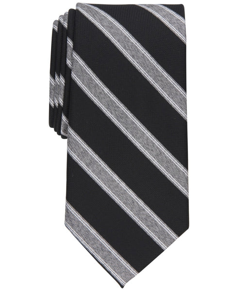 Club Room Mens Stone Classic Stripe Tie Black Gray OS