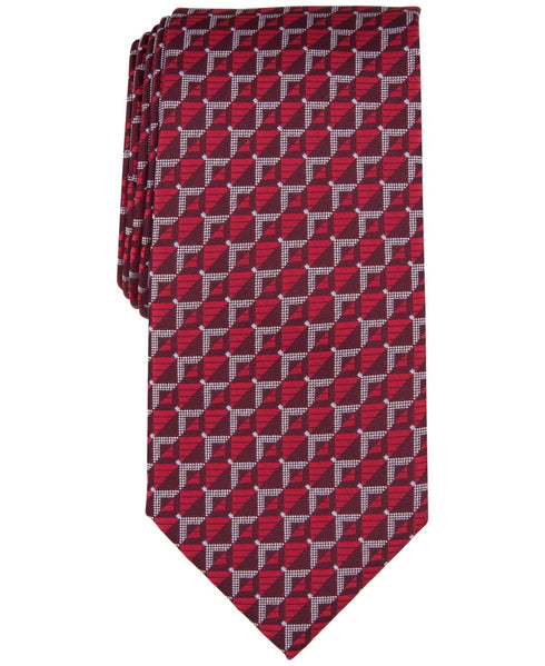 Perry Ellis Men's Keeve Geo-Pattern Tie Burgundy