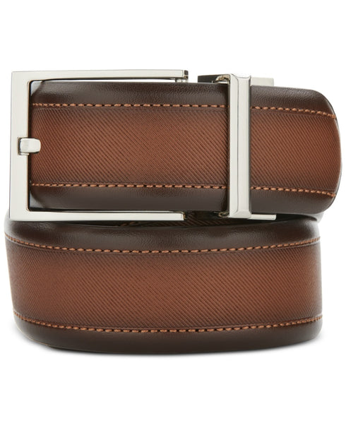 Perry Ellis Portfolio Men's Twill Embossed Belt Brown L 38-40
