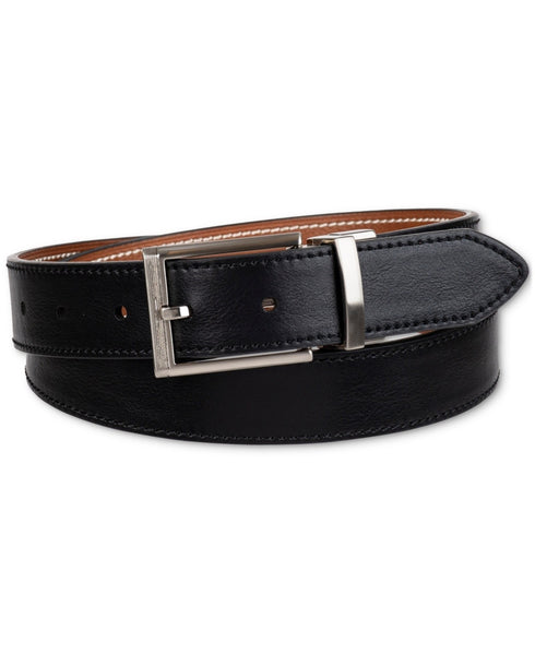 Club Room Men's Two-in-One Reversible Contrast Stitch Belt Black/Tan XL 42-44