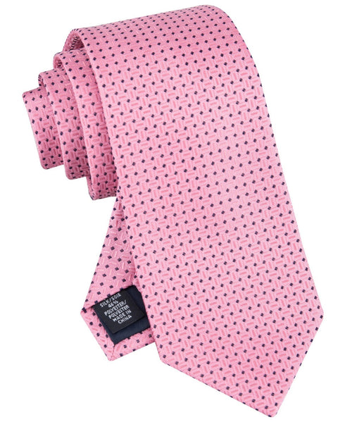Tommy Hilfiger Mens Natte Grid Stripe Tie Necktie Classic 3 Silk Blend Pink