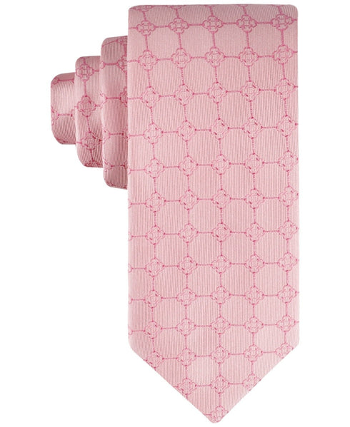 Tommy Hilfiger Mens Regular Fit Tie Necktie One Size Pink Derby Grid