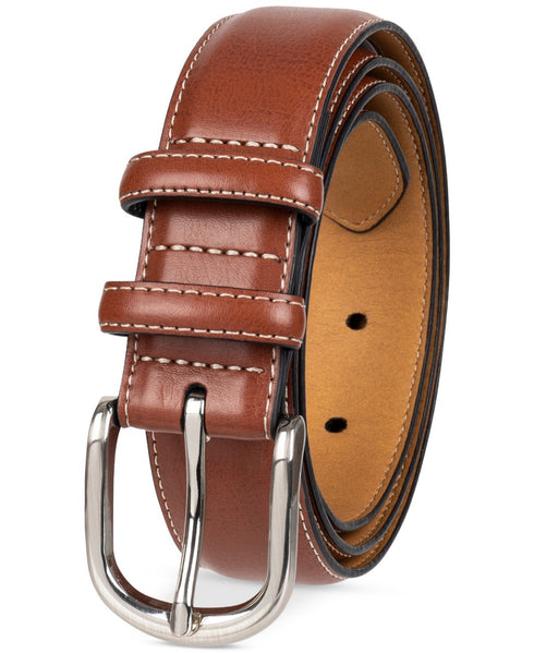 Club Room Men's Feather-Edge Double Loop Dress Belt Cognac XL 42-44