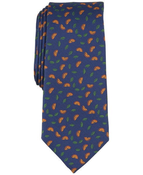 Bar III Men S Barfield Citrus Orange Neat Tie Necktie Modern Navy Blue