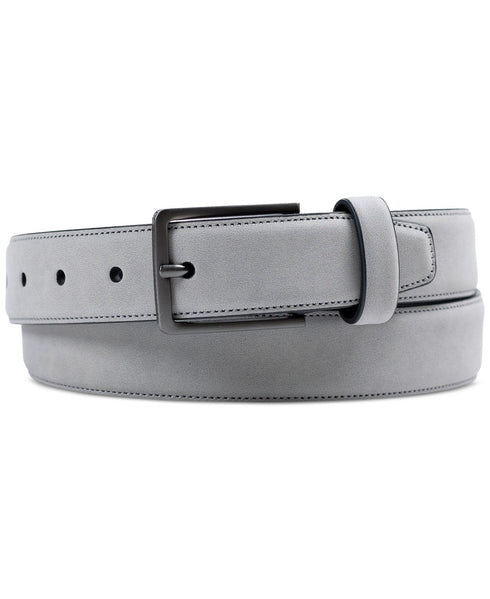 Alfani Men's Faux Suede Belt Gray Harness Buckle M 34-36