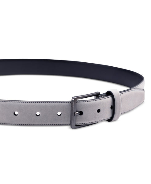 Alfani Men's Faux Suede Belt Gray Harness Buckle L 38-40
