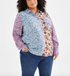 Style & Co Plus Size Blocked Bloom Perfect Shirt Bloom Autumn Summer Size 3X