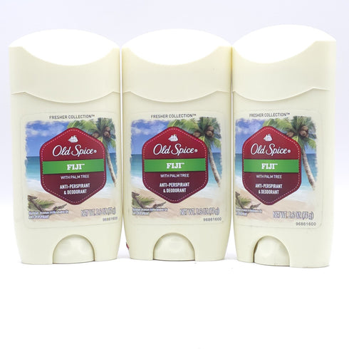 Old Spice Mens Antiperspirant Deodorant FIJI w/ Palm Tree 2.6 oz 3 pack